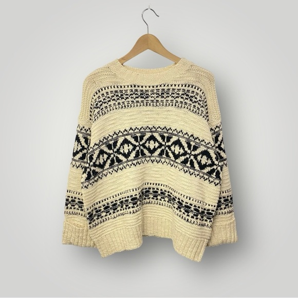 POLO Ralph Lauren  Pattern Sweater Black/Cream Nordic Fair Isle Sz M - Picture 2 of 10